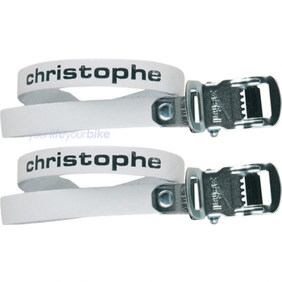 ZEFAL CHRISTOPHE 516 PEDALRIEMEN 37cm LEDER RIEMEN FIXIE TOE STRAPS RENNRAD WEIß