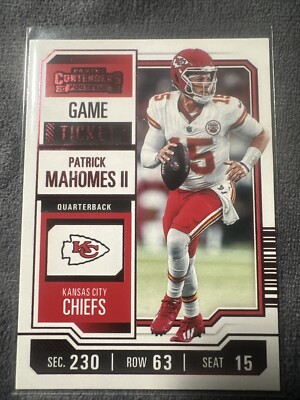 2023 Panini Contenders Patrick Mahomes II RED FOIL Game Ticket 51 SP Color Match