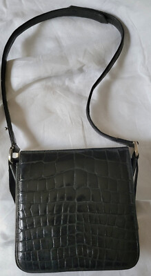 Alte kleine Handtasche Vintage Krokoform schwarz