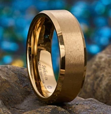 ATOP 8mm Classic Gold Tungsten Ring Comfort Fit Bridal Jewelry Men Wedding Band