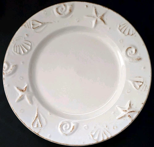 SET OF 4 THOMSON POTTERY HAMPTONS DINNER PLATES 10 5/8" SEASHELLS