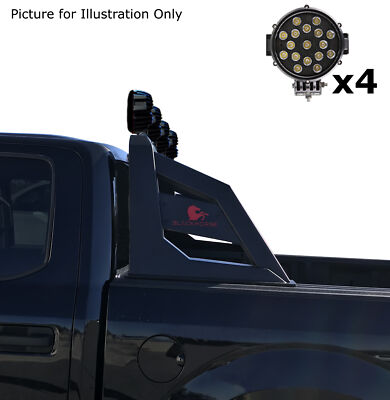 Black Horse ARMOUR Roll Bar Matte Black w/7''LED fit 01-26 Chevy Silverado 2500HD