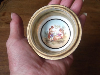 ANTIKE VERGOLDETE KOBALTBLAU GLASIERTE TOPFBASIS ROYAL VIENNA FRAGONARD PANEL
