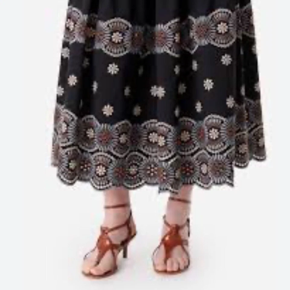 Юбка миди VANESSA BRUNO с вышивкой в цветочек черная размер 34 (X-Small) - Изображение 2 из 4