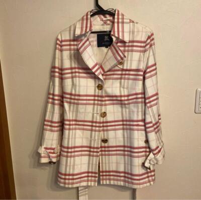 Burberry Coat Multicolor Check Pattern with Belt Women's Size L From Japan  Used - Main Image
