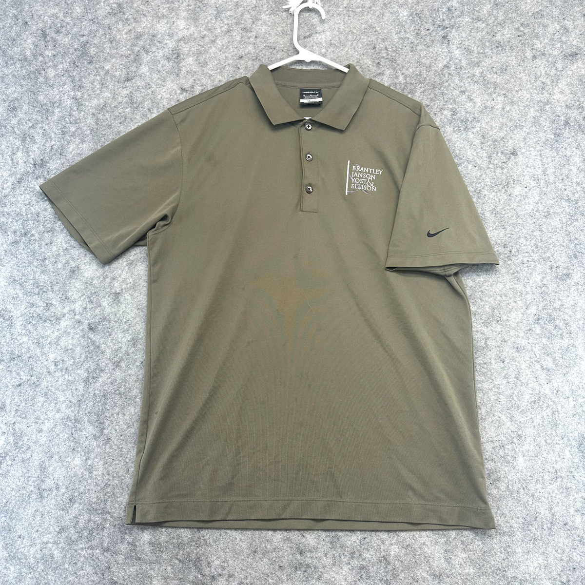 Nike Polo Shirt Mens Medium Brown Beige Polo Short Sleeve Swoosh