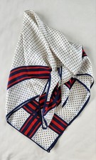 Glentex 100 Silk Ladies Scarf Made In Japan VTG 1960's Red White Blue Nautical