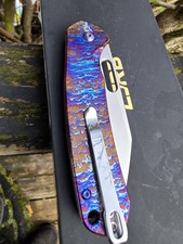 CJRB Perfect Pyrite Enthusiast Titanium Handle AR-RPM9 Custom Anodized Knife