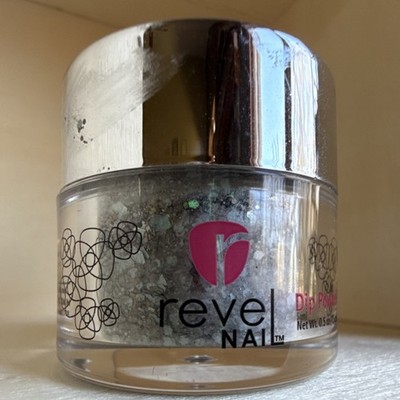 Revel Nail Dip Powder-D485 Sparrow Gray Silver Holo Glitter 0.5 oz Slightly Used