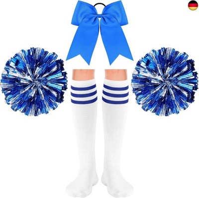 Sinmoe 4er Set Karneval Cheerleader Kostüm Zubehör 2 Cheerleading Pompons aus M