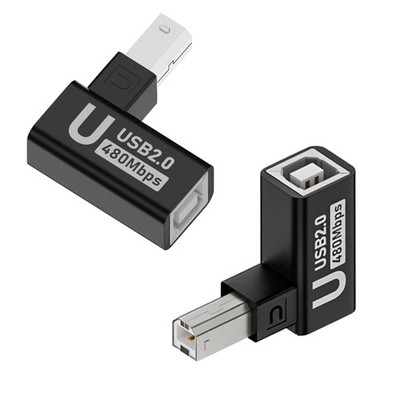 2 PCS 90 Degree Up Bend USB Type B Male To Female Printer Adapter Extender