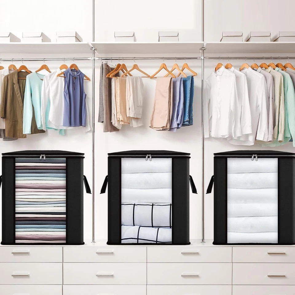 Extra Large Blanket Storage Bags Dustproof Transparent Window Foldable Clothes 4 - Image 2 of 4