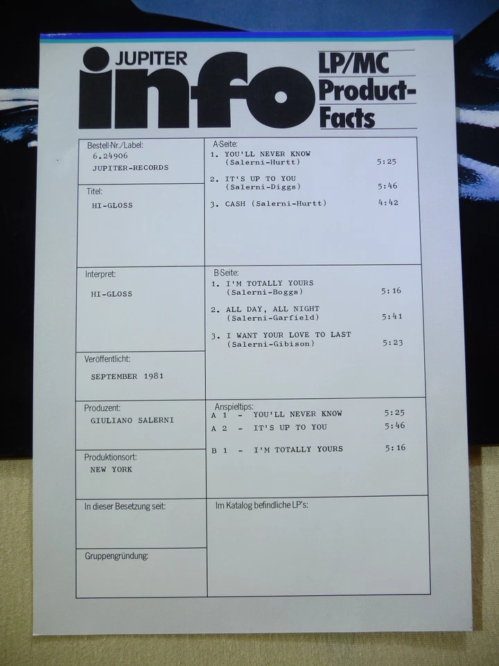 Hi-Gloss - Hi-Gloss (Promotion Copy + Promo-Sheet) - Bild 2 von 4