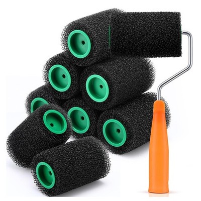 9 Pcs Textured Paint Roller Kit, 4 Inch Bed Liner Roller Covers with Frame8571