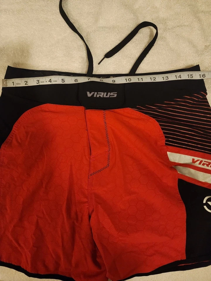 ВИРУС КАТАСТРОФЫ 2 боевые шорты - красный/черный, кроссфит, MMA, BJJ, тренажерный зал, работает - Изображение 2 из 4