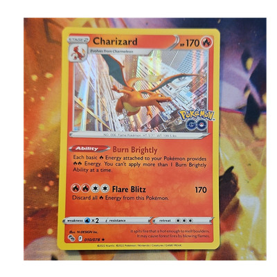 Pokémon Charizard 010/078 Pokémon GO Holo Rare English Stage 2 2022 Card