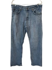 Flypaper Bootcut Jeans Size 34 x 34 Light Wash Distressed Frayed Hem Denim Rodeo