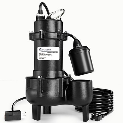 1HP 6600 GPH Submersible Sewage Pump, Heavy Duty Cast Iron Effluent Pump with...