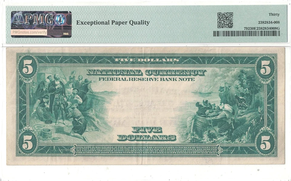 1918 $5 Federal Reserve Bank Note Fr-792 PMG VF-30 EPQ - Image 3 of 3