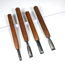 Japanese Wood Carving Chisel Set 4pcs Unmarked Woodworking Chisels Japan AJ201T