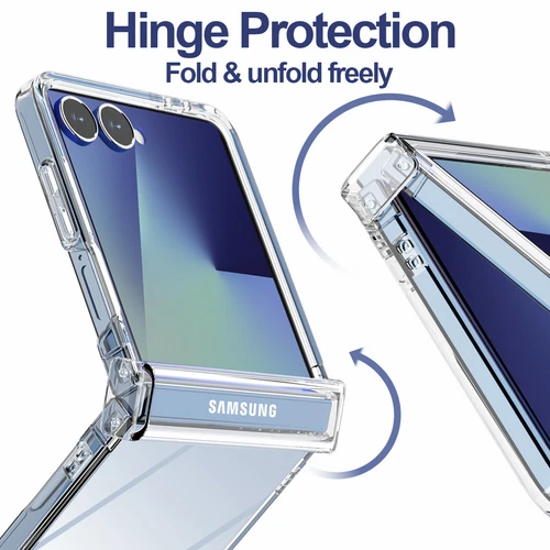 For Samsung Galaxy Z Flip 7 Clear Case Hinge Protection Shockproof Rugged Cover