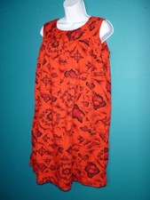 Vtg 60s Ui-Maikai Cotton Dress Sundress MuuMuu Red Hawaiian Map Motif Sz XS/S