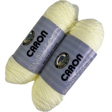 Lote 2X Caron Simply Soft Sin Tinte Off White 2602 1 madeja 100 % acrílico