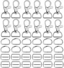 60 Pcs Purse Hardware for Bag Making - Swivel Snap Hooks D Ring Slide Buckle
