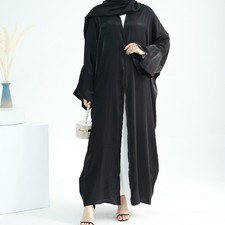 Women's Muslim Islamic Open Kaftan Dress Cardigan Robe Dubai Abaya Jalabiya Maxi