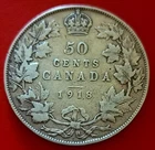 1918 Canada Silver 50 Cents *Nice Half Dollar* KM#25  "COMBINED SHIPPING"