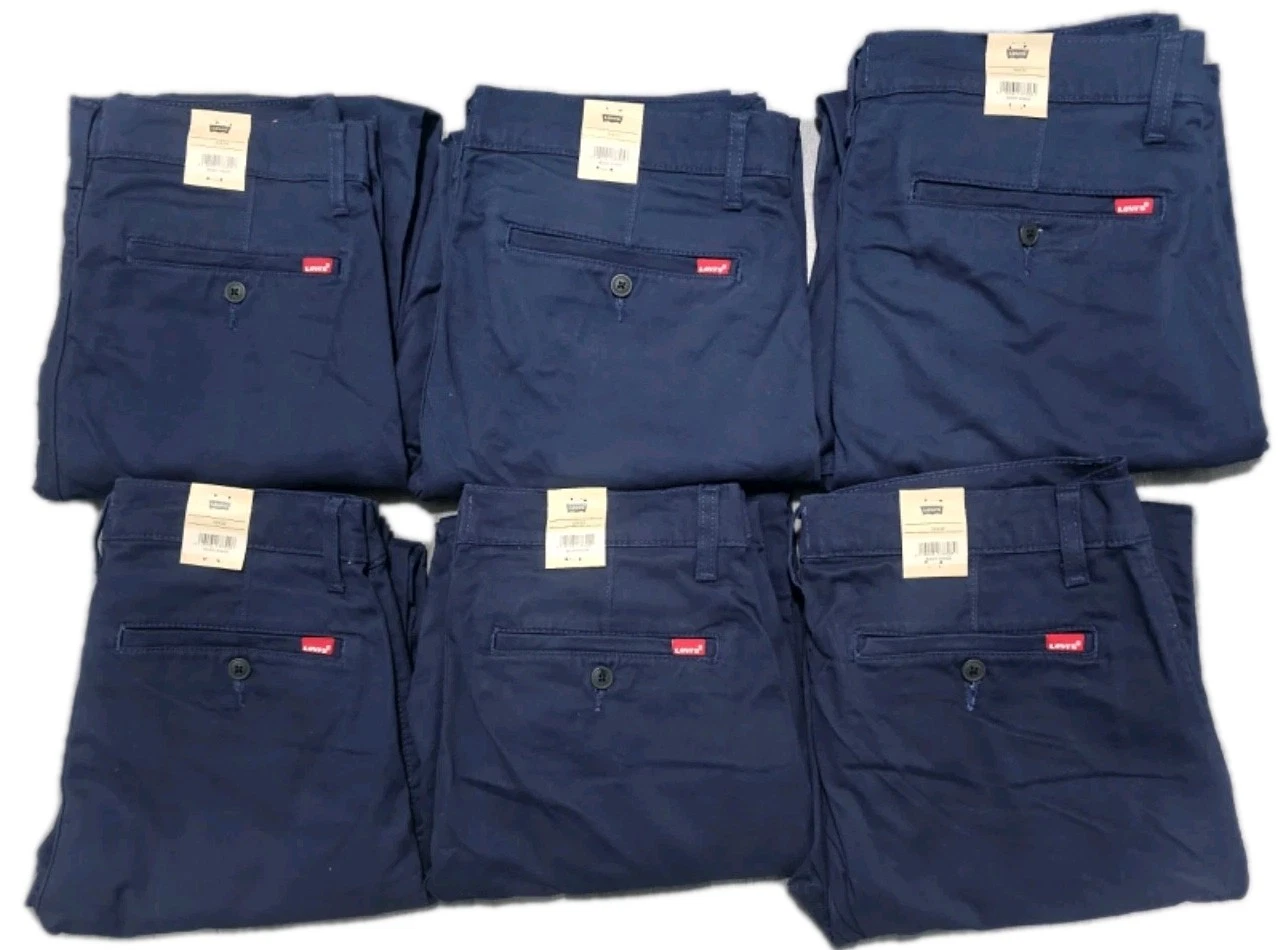 Levis Mens XX Chino Standard Taper Stretch Navy Blue Trouser All Sizes