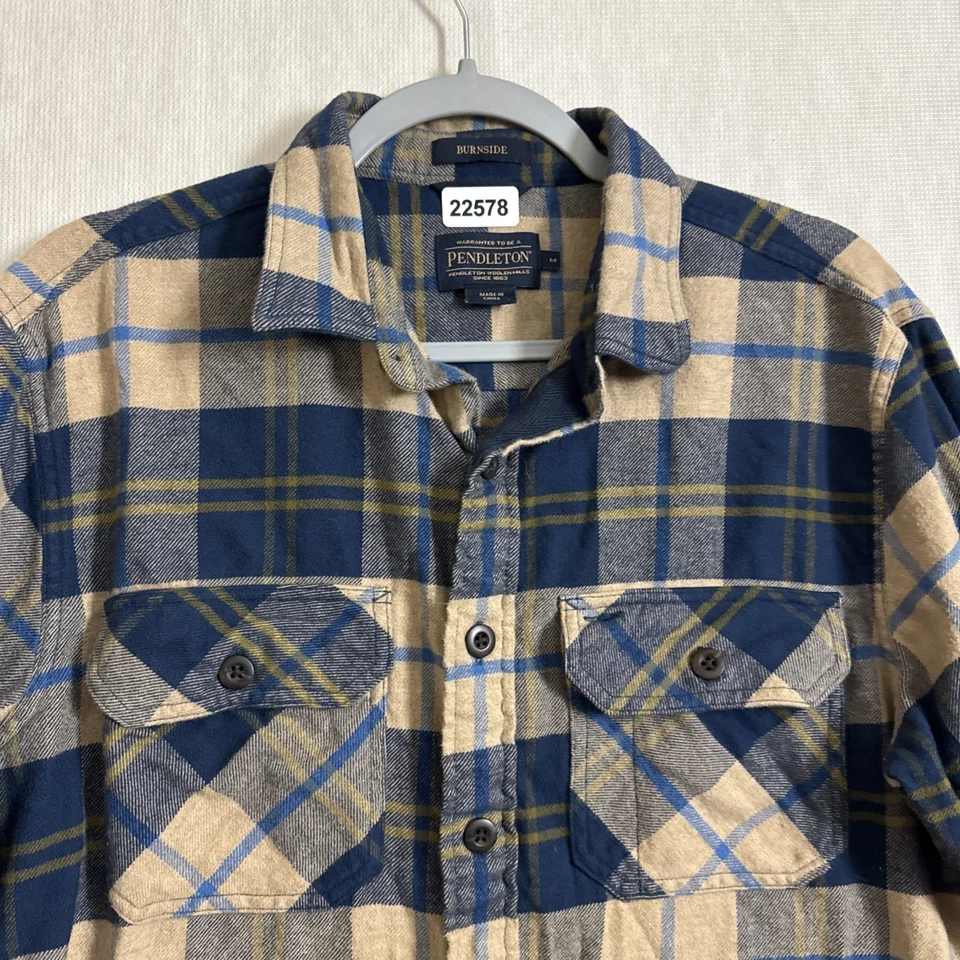Camisa Pendleton de algodón con botones de franela a cuadros talla mediana para hombre Foto 4 de 4