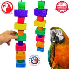 Bonka Bird toys 1182 Long Big Bites Rainbow Wood Tower Chew Festival Parrot Cage