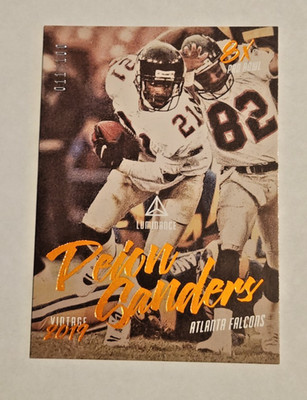 Deion Sanders #'d /100 ( 2019 Luminance NFL Vintage Performers #VP-9 HOF SP SPP)