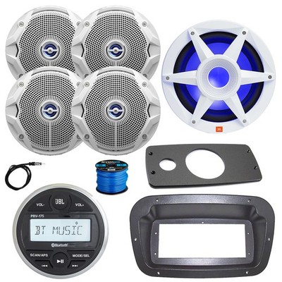 JBL Marine Radio, Spa Bezel, Adapter, ANT, LED Sub,4x 6.5'' 225W White Speakers