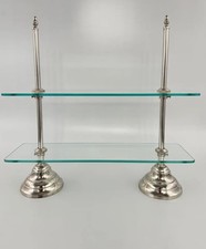 Silver Glass Shelf Two-Tier Elegant Countertop Organizer Bathroom Kitchen Vanit