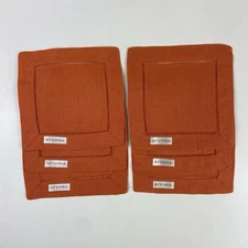 Set 6 SFERRA 100% Linen Cocktail Napkins 6" x 6" Pumpkin Orange Woven in Europe