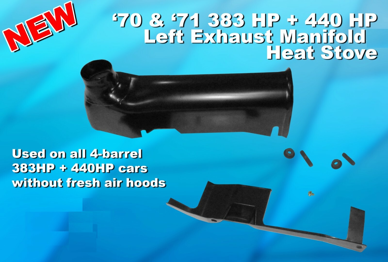 1970 1971 383 & 440 HP Exhaust Manifold Heat Stove / Riser, Mopar Dodge