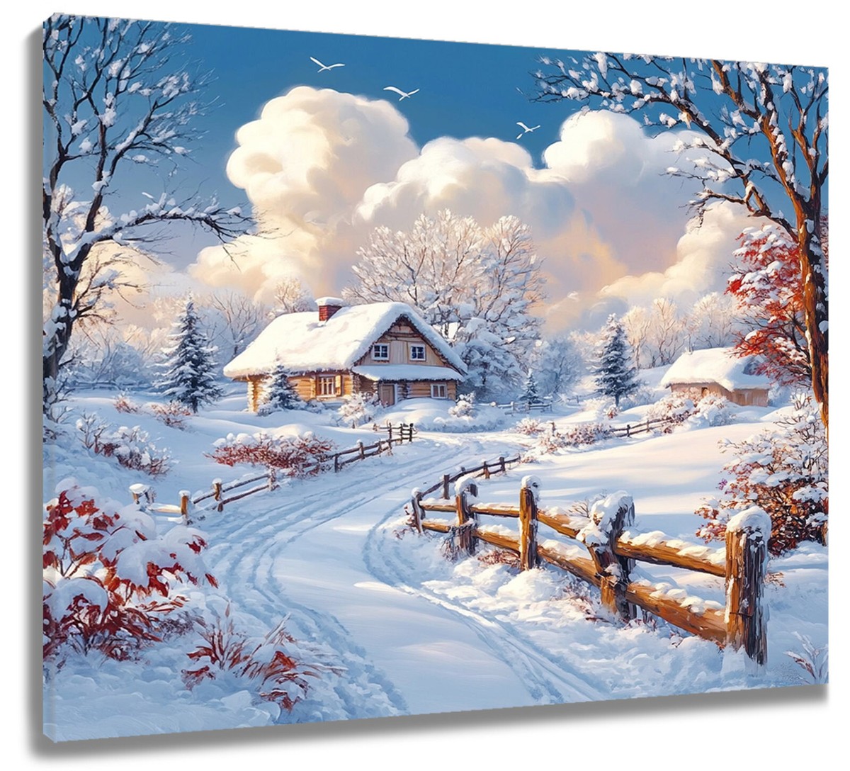 Winter Scene Farmhouse Christmas Abstract Wall Art for Bathroom