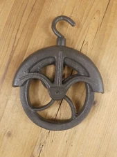 Rustic Cast Iron Hanging Cable Pulley Wheel Hook Plant Hanger Farmhouse Light