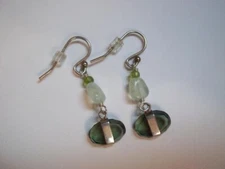 SILPADA W1836 VINTAGE STERLING 925 GLASS PREHNITE DANGLE EARRINGS Retired