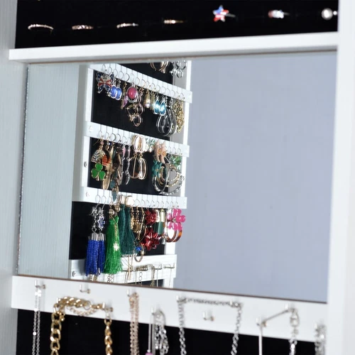 360°Swivel Jewelry Cabinet Full Length Mirror Standing Jewelry Armoire Organizer - Picture 6 of 46