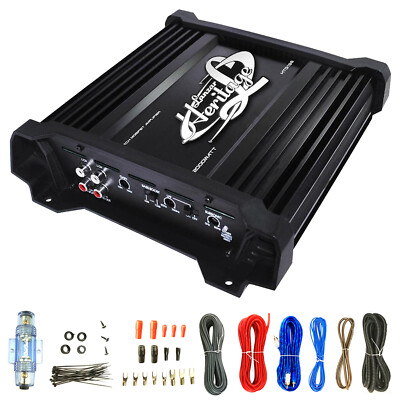 Lanzar HTG138 2000W Max Mono-Block MOSFET 2 Ohm Amplifier, Wiring Kit