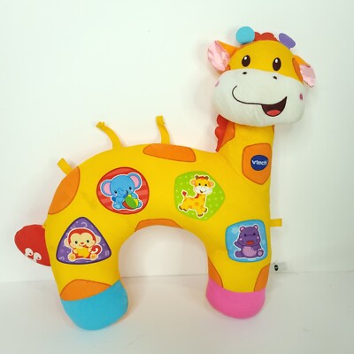 VTech Tummy Time Discovery Pillow Plush Stuffed Animal Giraffe Add Your Own Toys