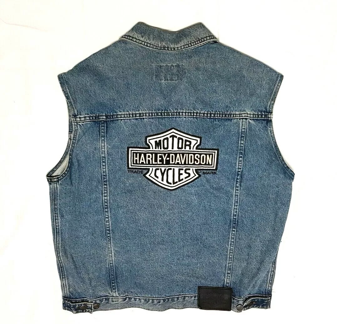 Vintage Y2K Harley Davidson Denim and Rhinestone Vest