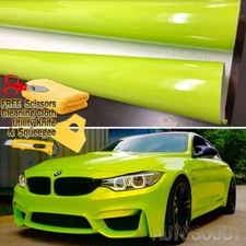240" x 60" Gloss Neon Green Vinyl Film Wrap Air Bubble Free 20ft x 5ft