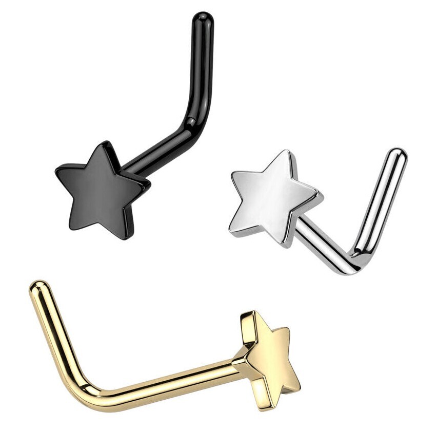 **SOLID IMPLANT GRADE** 23 TITANIUM Nose Screw STAR Stud Ring  1mm