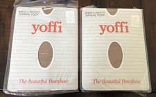 Lot Of 2 Yoffi Beige Panty Hose Sheer Smooth Sandal Foot 100 Nylon Size A NOS