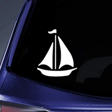 Sail Boat Graphic - White Vinyl Decal Car Truck Windows laptop notebook