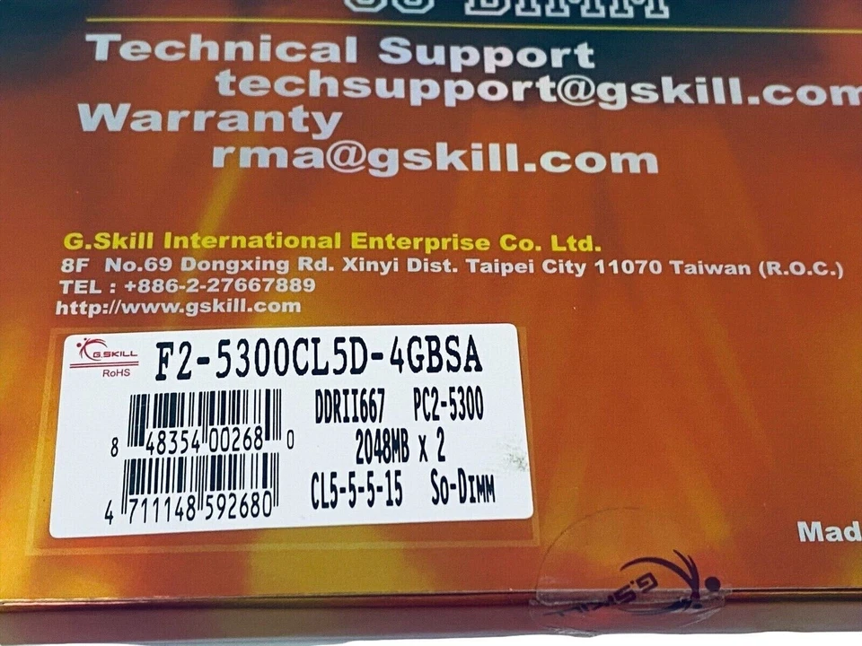G.SKILL SO-DIMM 4GBPK (2X2GB) F2-5300CL5D-4GBSA CL5-5-5-15 PC2-5300 4GB Kit - Image 4 of 4